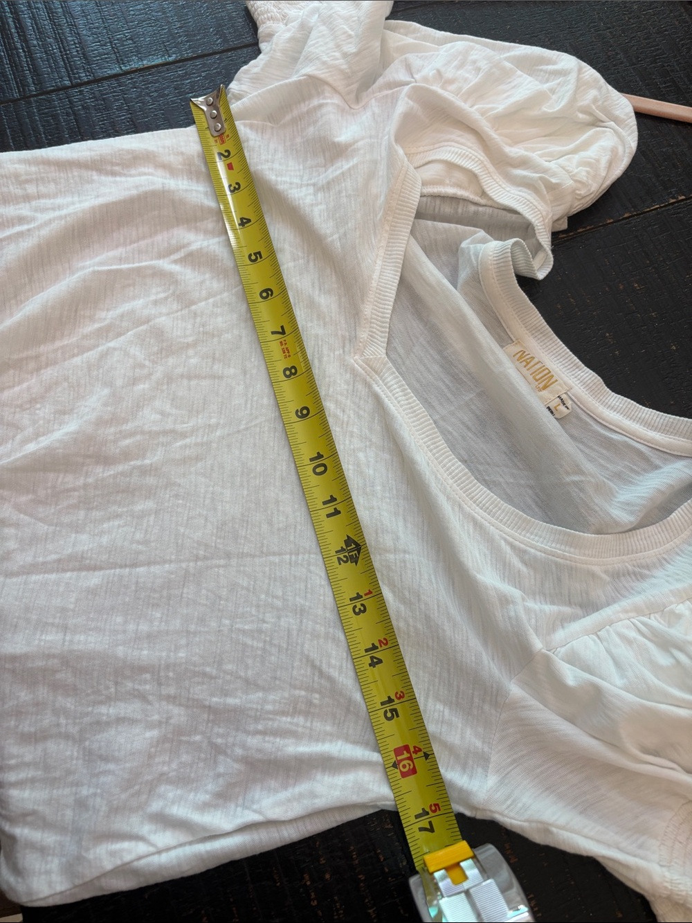 Nation LTD Celine Top in White Puff Smocked Sleeves size Large - Picture 11 of 13